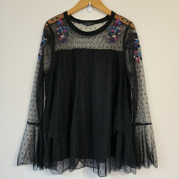 Lane Bryant Sheer Embroidery Babydoll Tunic Top 14/16 Wimsigfoth Fairy Grunge - Picture 1 of 12